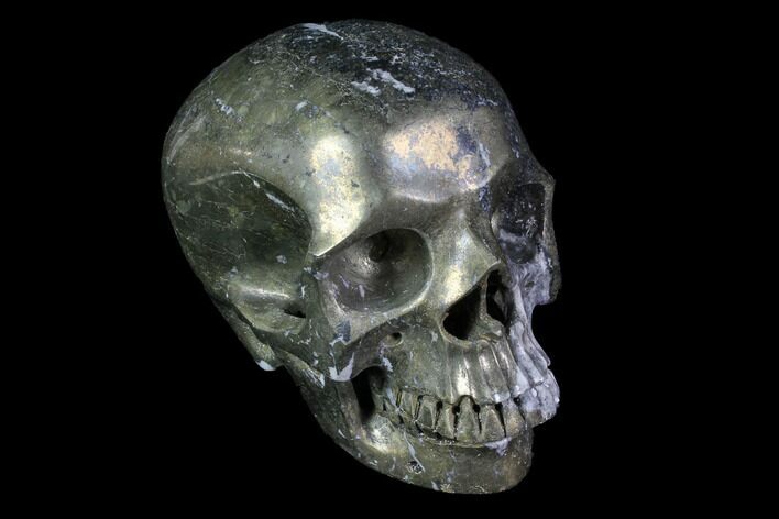 Realistic, Carved and Polished Pyrite Skull #116678
